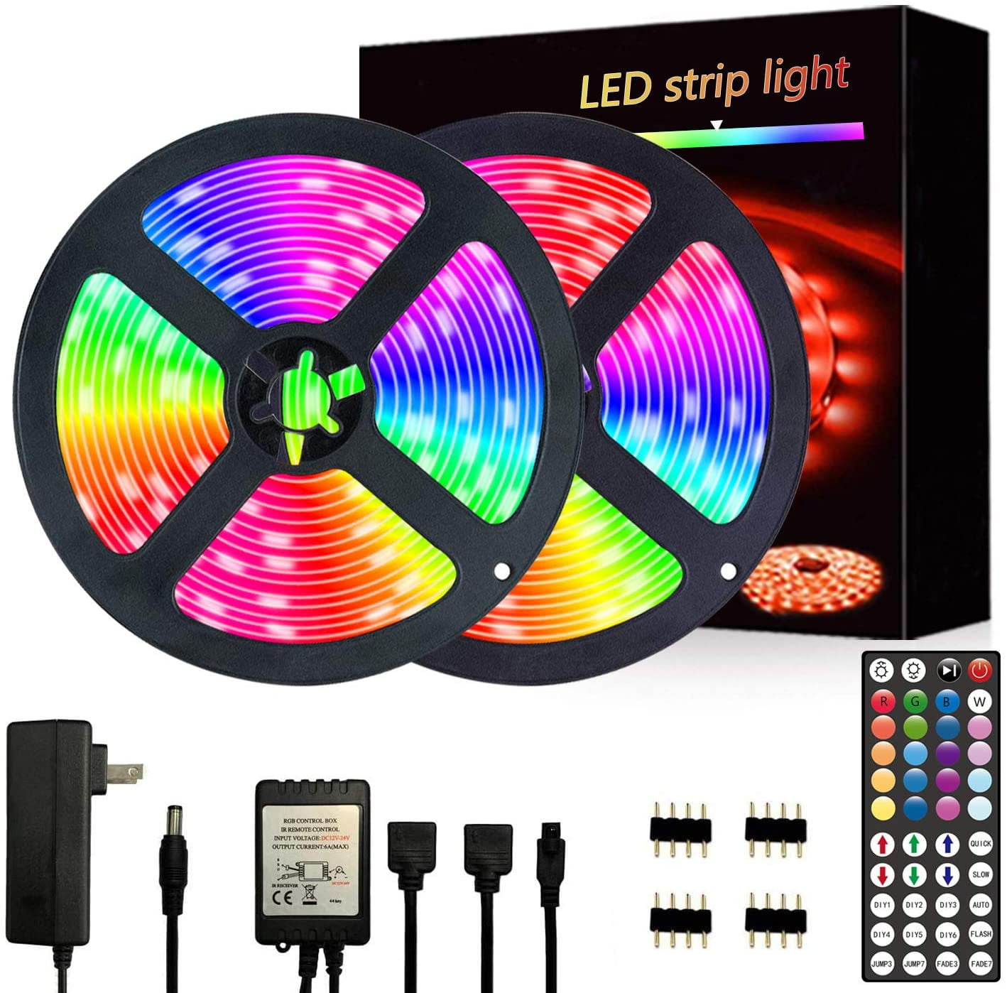 32.8ft 5050 RGB Led Strip Lights，10M 300 LEDs Rope Lights, IP20 Non