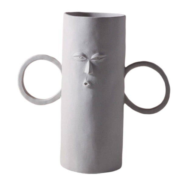 Jarrón de cerámica con forma de cara humana, moderno, ideal como accesorio fotográfico para el hogar y la cocina. F