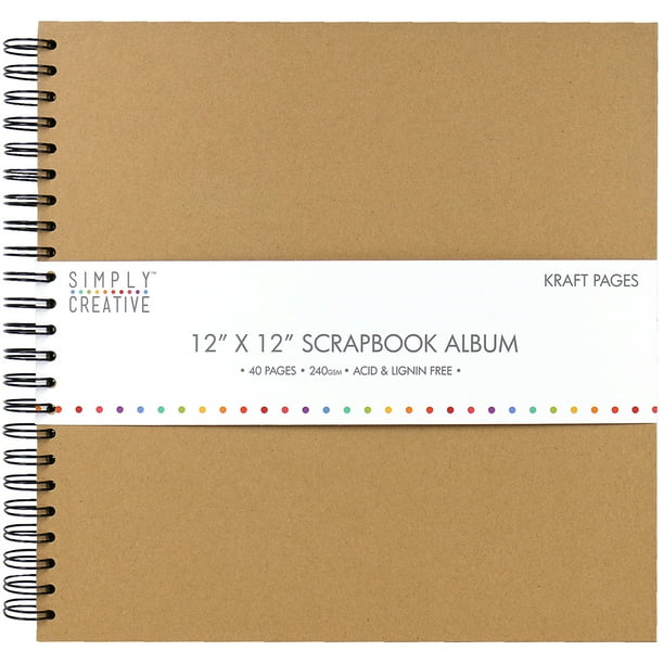 Simply Creative Spiral Bound Kraft Scrapbook Album 12"X12"Plain W/40