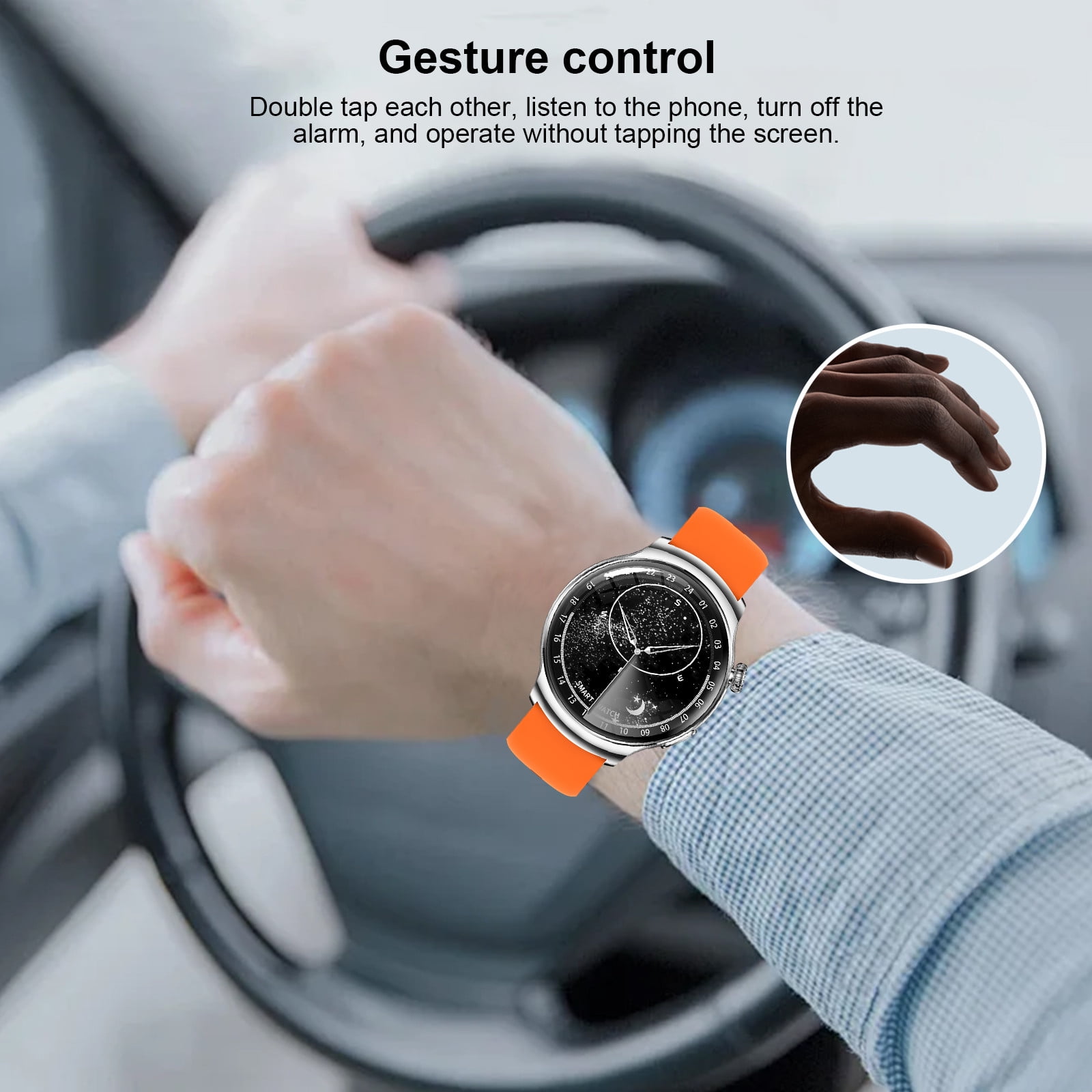 Jubipavy Smart Wearable Watch Multifunction HD Round Screen Wireless Magnetic Charging Custom Dial Motion Record IP68 Watertightness Bluetooth Music Playback Function