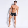 thumbnail image 6 of Men Shiny Leather Boxer, Sexy Open Crotch, Soft Matte Leather, Shaping Short Pants, 6 of 6