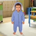 thumbnail image 5 of UACY Baby Cute Bunny Ear Onesie Jumpsuit Fuzzy Warm Fleece Sherpa Bed Romper Animal Zip up Furry Warm Fall Winter Outfit (Blue, 18-24 Months), 5 of 5