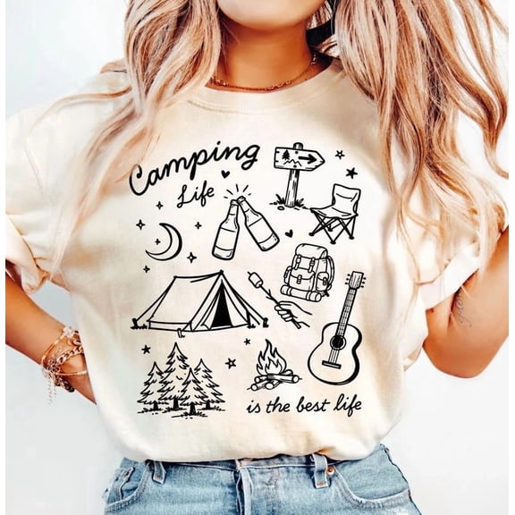 Camping Life Shirt - Outdoor Adventure Campfire Graphic Tee, Hiking Nature Lover T-Shirt, Best Life Camping Gift