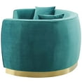 thumbnail image 4 of Contemporary Modern Urban Designer Living Room Lounge Club Lobby Sofa, Velvet Fabric Metal Steel, Aqua Blue, 4 of 6