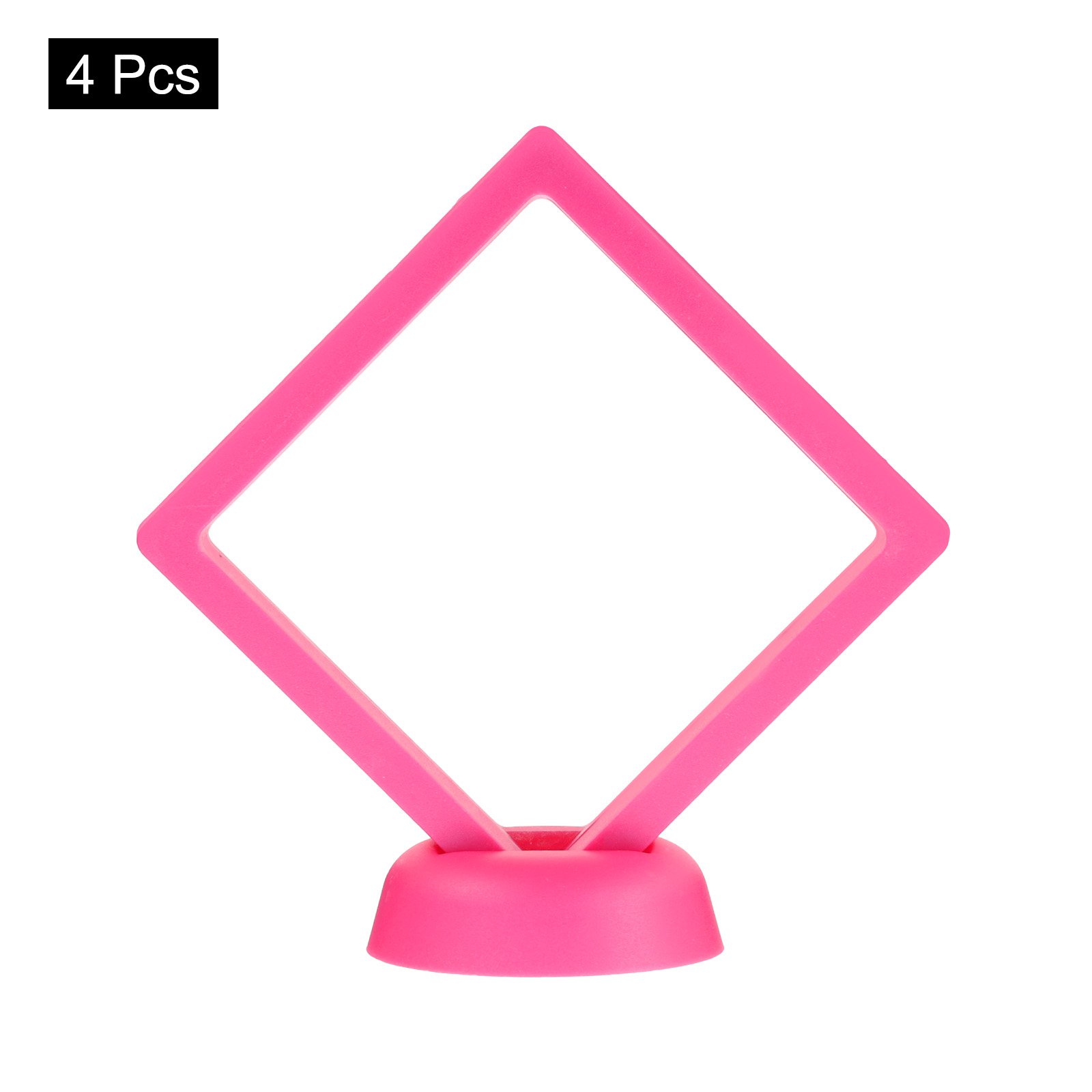 Unique Bargains 4Pcs Floating Frame Display Holder Stand 3.54" x 3.54" x 0.8" Red