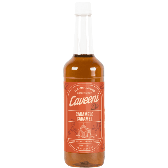 Enco Caveeni Caramel Flavored Coffee Syrup, Dairy-Free, 25.4 oz Bottle