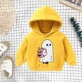thumbnail image 3 of Gunia Toddler Halloween Ghost Sweatshirt For Boys Girls Fleece Long Sleeve Hooded Sweatshirt Cozy Pullover Outerwear For Soft Casual Jacket Tops Clothes Yellow 3-4 Years, 3 of 3
