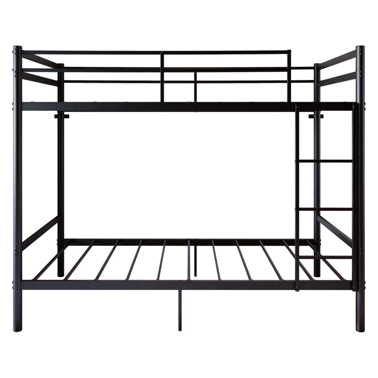 FUNA Twin Over Twin Metal Bunk Bed Frame with High Safety Guardrail & Stable Ladder Noise-Free Space-Saving Bunk Bed with Under Bed Storage Black No Box Spring Needed