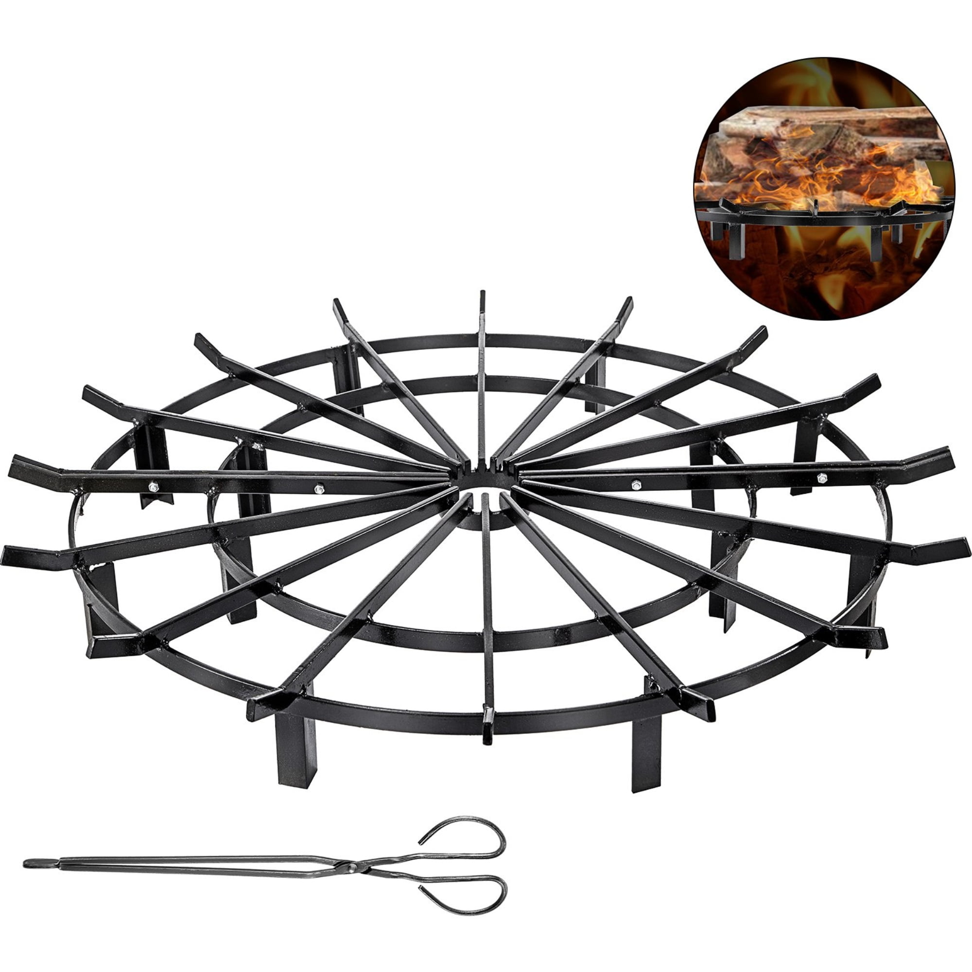 VEVOR Wheel Fire Grate Fire Pit Log Grate 40inch Fire Pit Grate Round