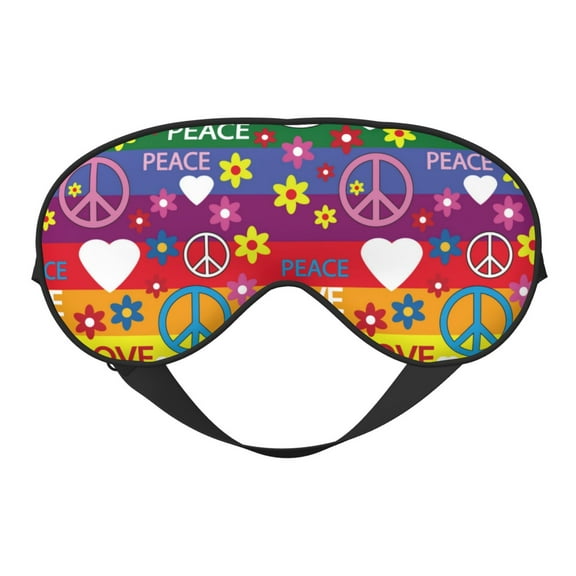Eye Sleep Mask for Women Men - Rainbow peace sign cute Adjustable Soft Buckle Travel Eye Masks for Sleep Mask Blackout, Sleeping Mask for Women Men, Funny Blindfolds for Party Games