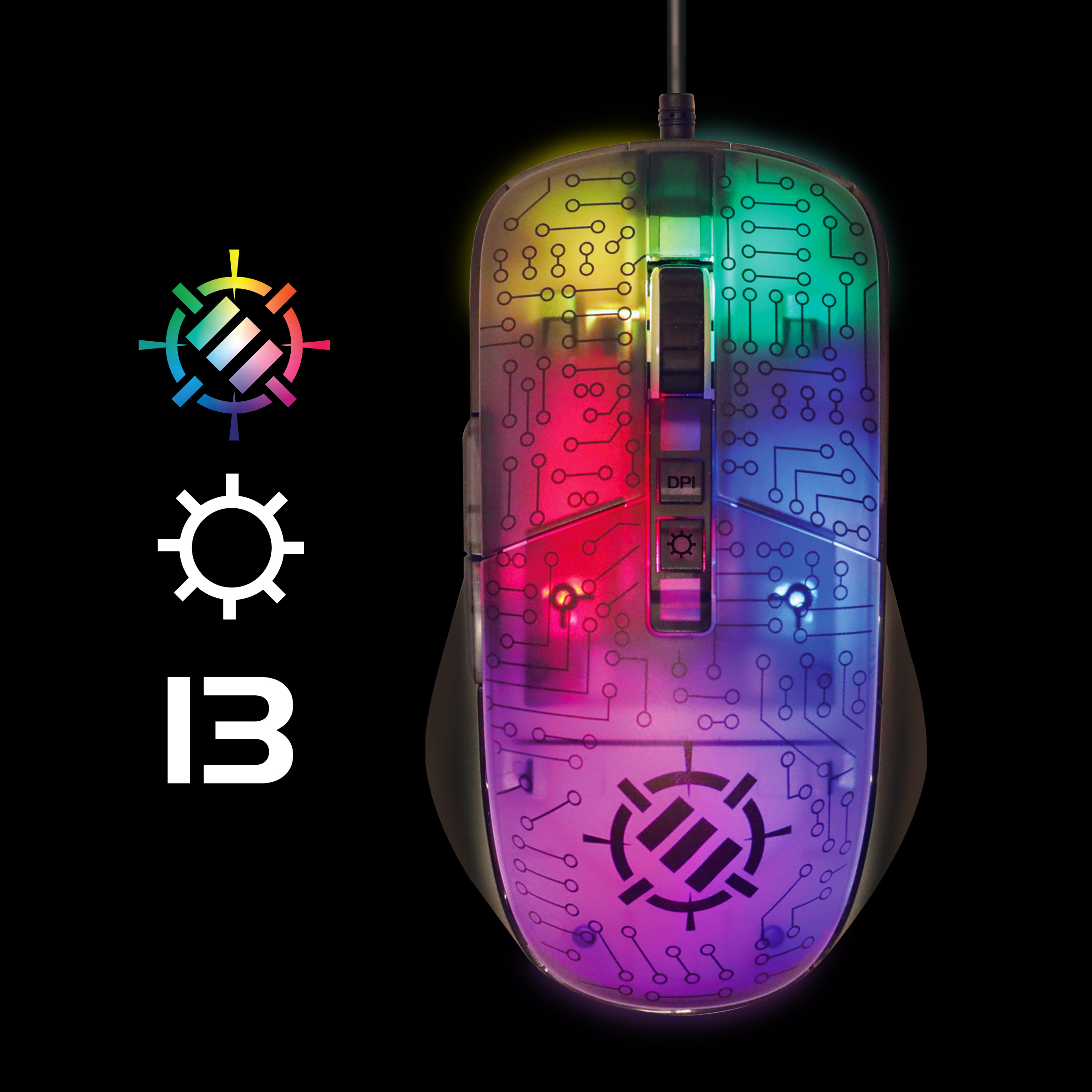 ENHANCE Voltaic 2 Gaming Mouse - Computer Mouse with 7 Programmable Buttons, Software Included