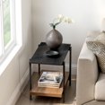 thumbnail image 5 of Joyyskill 2 Tier End Table Rectangular Side Table Bedside Nightstand with Metal Frame, Black & Dark Brown, 5 of 6