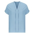 thumbnail image 4 of Mittory Womens Summer Tops Casual V Neck T Shirts Petal Short Sleeve Blouses Dressy Loose Fit Tunic, 4 of 6