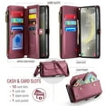 thumbnail image 6 of Allytechgroup Crossbody Wallet Case for Samsung Galaxy S23, Shoulder Strap Hand Wrist Cards Slots RFID Blocking Large Capacity Zipper Pocket  Shockproof Phone Case for Girls Women, Winered, 6 of 9