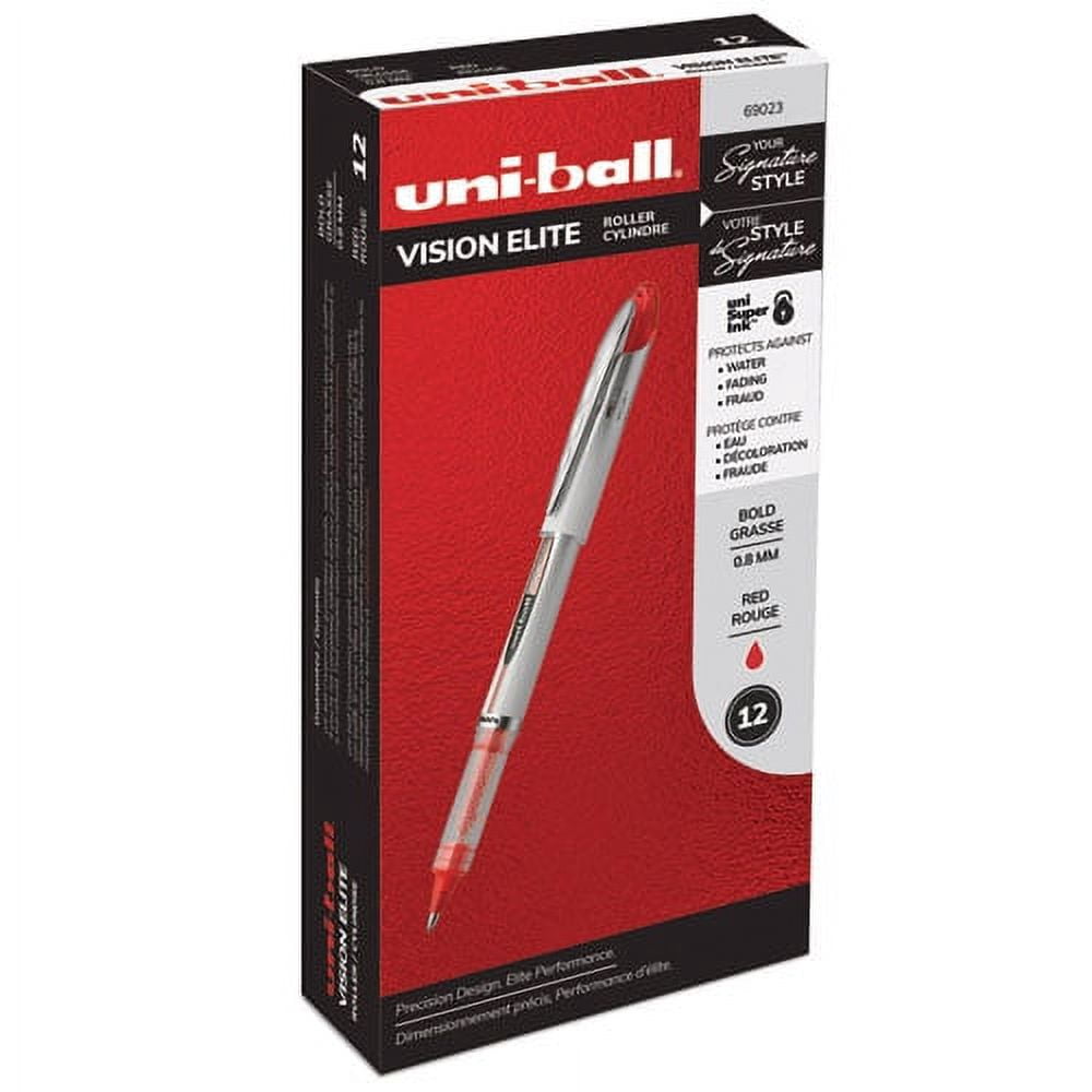 Vision Elite Roller Ball Pen, Stick, Bold 0.8 Mm, Red Ink, White/red Barrel | Bundle of 10 Each