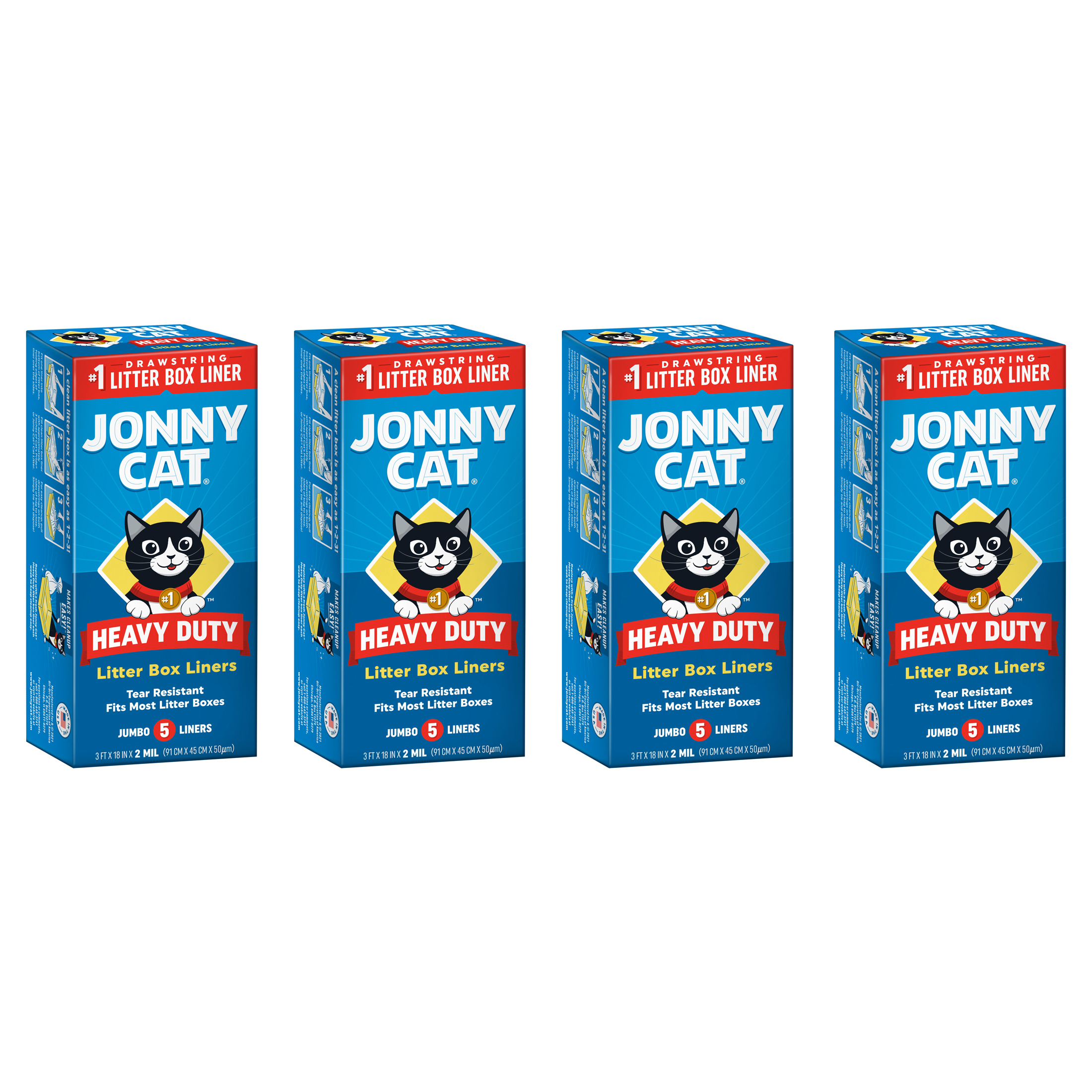 (4 pack) Jonny Cat Heavy Duty Jumbo Cat Litter Box Liners, 5 count
