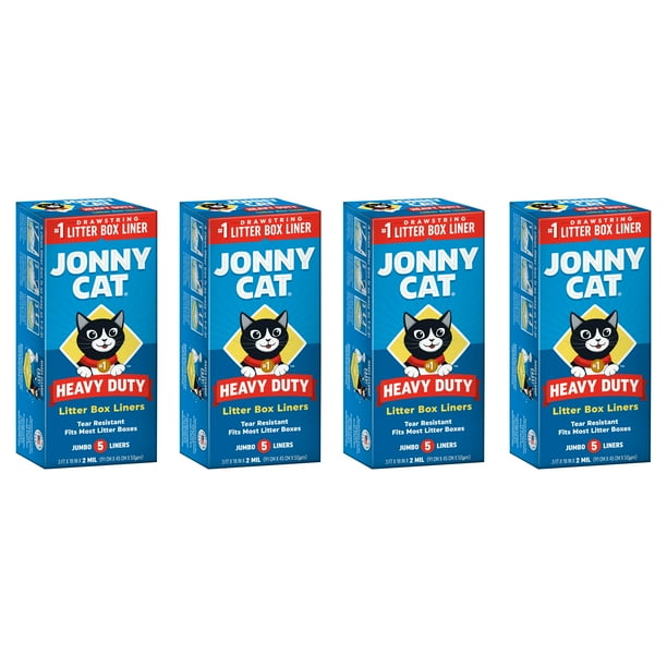 (4 pack) Jonny Cat Heavy Duty Jumbo Cat Litter Box Liners, 5 count