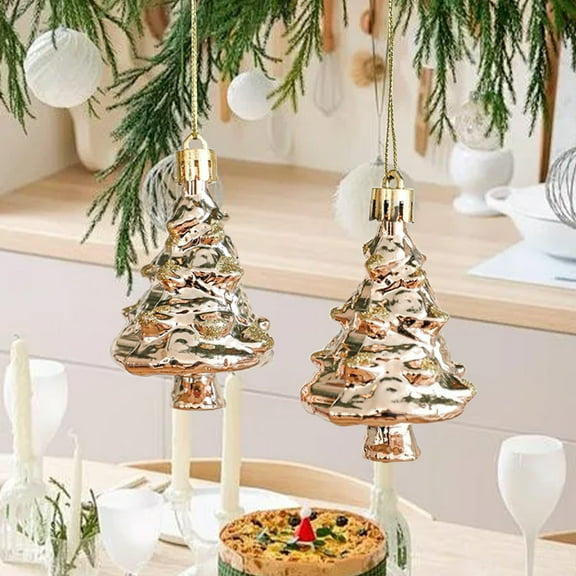 BOPORO Large Christmas Ball Ornaments, 2Pcs Shatterproof Diamond Ornaments Christmas Tree Decorations Champagne Christmas Big Ornaments Hanging Ball for Holiday Christmas Decorations Gold