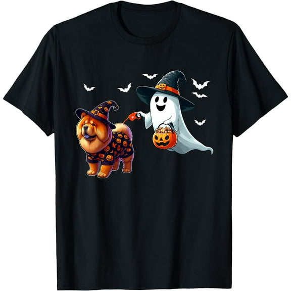 Hot Trending Kiraa Tee With Boo Ghost With Chow Chow As Witch Owner Unisex S-5Xl T-Shirt
