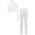 thumbnail image 2 of TSSOE Kids Girls Sparkly Rhinestone Jazz Latin Hip Hop Ballet Dance Crop Tops with Leggings Pants Set White 14, 2 of 3