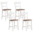 thumbnail image 1 of Costway Wooden Bar Stool Set of 4 Bar Chairs with LVL Rubber Wood Frame, Backrest, Footrest White, 1 of 10