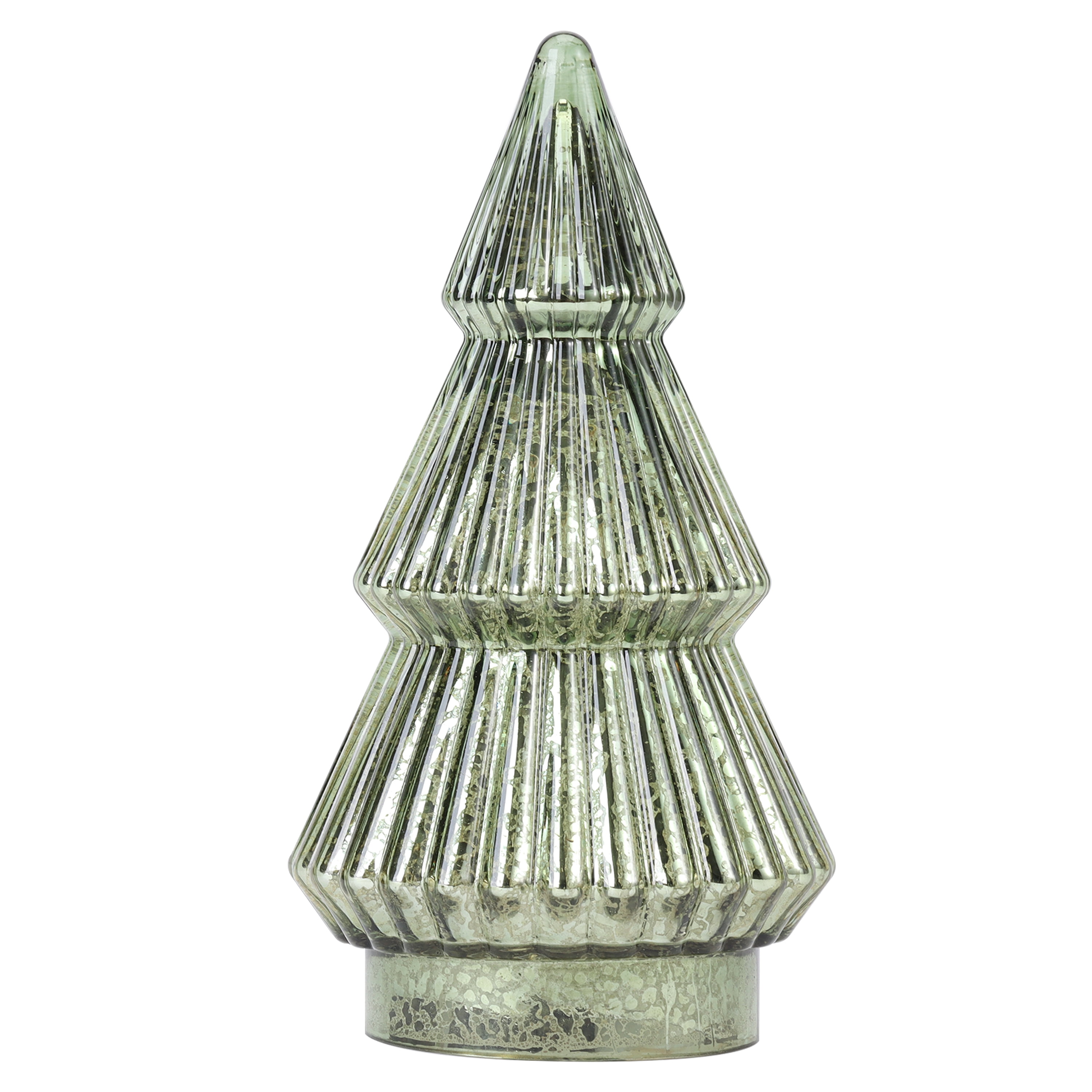Better Homes & Gardens 10‘’  Decorative Tabletop Christmas Tree in Mercury Ribbed Green Glass, Small