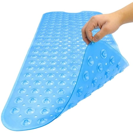 Clear Blue Oval Non Slip Bath Mat