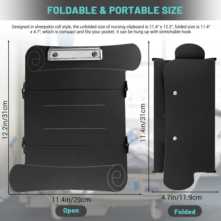 Nursing Clipboard Foldable Clipboard Medical: Nursing Edition Cheat Sheets Aluminum 3 Layers Foldable Clipboard Nursing Pocket Size Profile Clip Nurse Clipboard Notepad For Nurses Students And Doctors