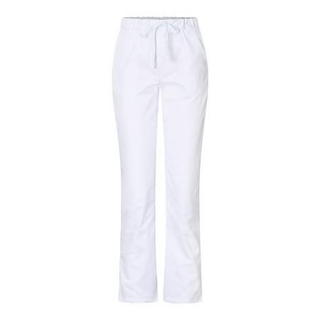 

Scrubs Pants For Women Men Women Solid Color Nursing Natural Uniform Flare Leg Pants with Pocket