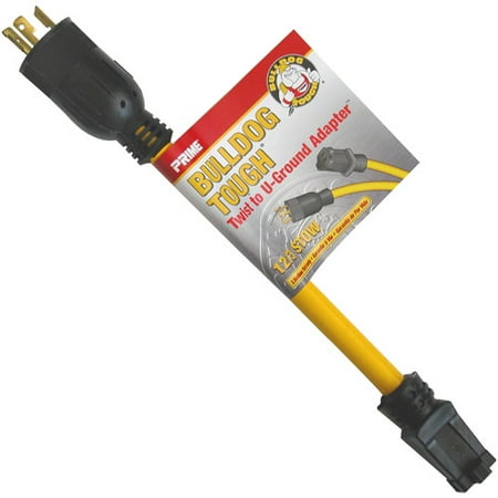 Prime 1-Feet 12/3 STOW Twist to U-Ground Adapter, Yellow