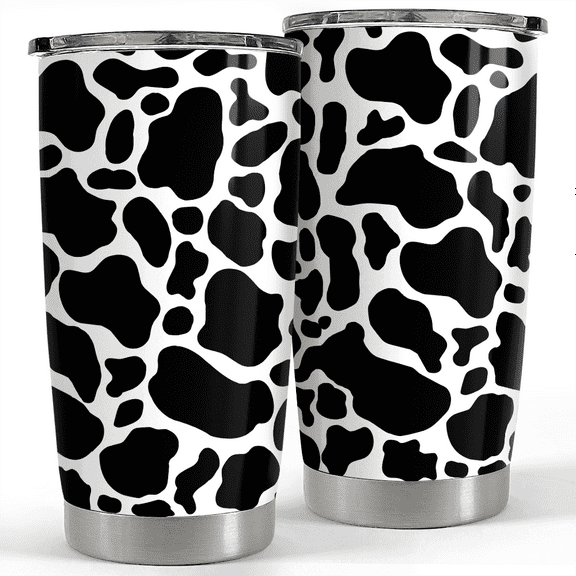 SANDJEST Cow Print Tumbler 20oz Stainless Steel Double Wall Vacuum Insulated Tumblers Coffee Travel Mug Cup with Lid Gifts for Women Girls Teen Birthday Christmas Presents