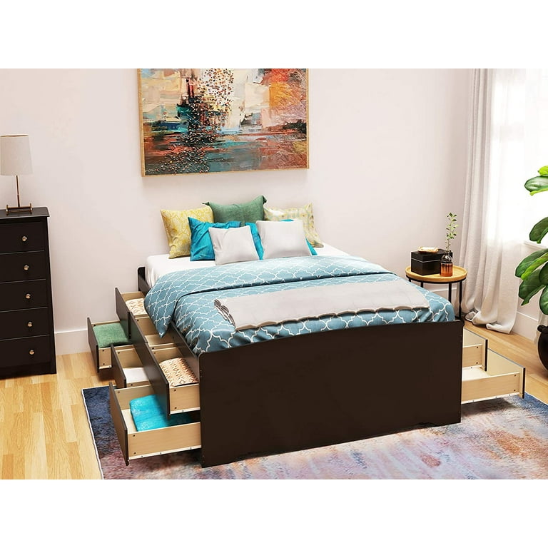 Prepac Tall Captain s Platform Storage Bed with 12 Drawers Queen