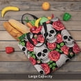 thumbnail image 5 of Wukai Skull and Roses Print Reusable Grocery Bag Shopping Bags with Zipper Shoulder Shopping Handle Bag Suitable for Outdoor Convenient Daily Bag, 5 of 8