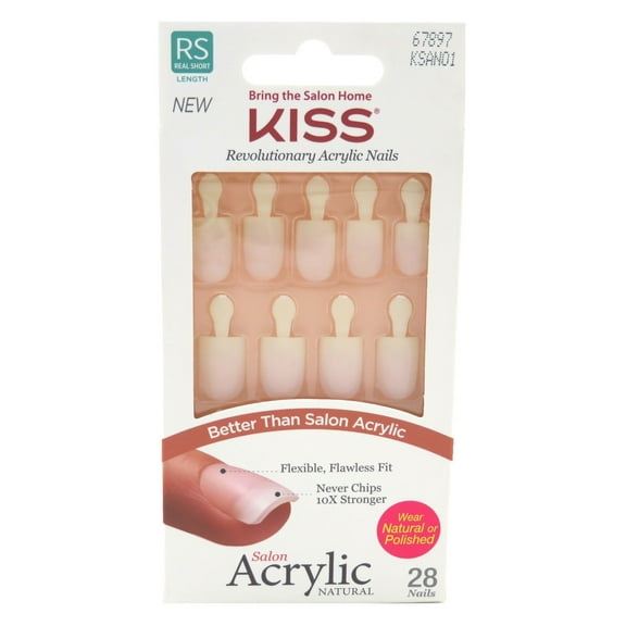 Kiss Salon Acrylic Natural 28 Count Real Short Nude (Pack of 3)