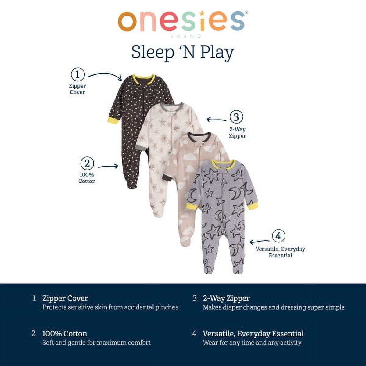 Onesies Gender Neutral Sleep 'n Plays Footed Pajamas 4-Pack photo 8