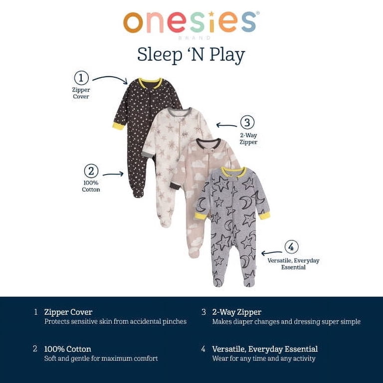Onesies Brand Baby Sleep 'N Play Footed Pajamas 4-Pack photo 8