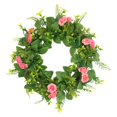 thumbnail image 1 of Corona de puerta de entrada de 45 cm, flores artificiales, guirnalda, ramo, hojas verdes, floral Corona de rosas (rosa manchado), 1 of 9