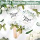 thumbnail image 4 of Wedding Fans for Guests - 10PCS Floral Design Handheld Fans with Wooden Handle and Green Ribbon for Ceremony Reception, 4 of 5