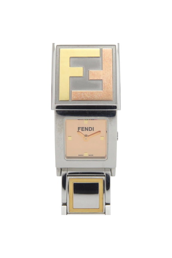 Pre-Owned Fendi Secret 2 Time Zone 5500L Stainless Steel Gold Quartz Watch 1915 FENDI (Good)