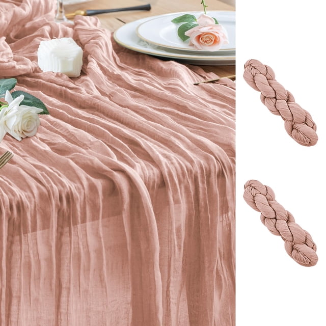 Tapete de mesa Wokceer, gasa rosa empolvado, paquete de 2 unidades, 89 x 305 cm