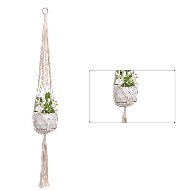 Wosthever Cestas colgantes 100 hechas a mano, soporte para plantas, macramé, colgador de plantas, maceta para colgar en la pared interior, soporte para Jardín y Patio No.04 Wosthever HA001777-04