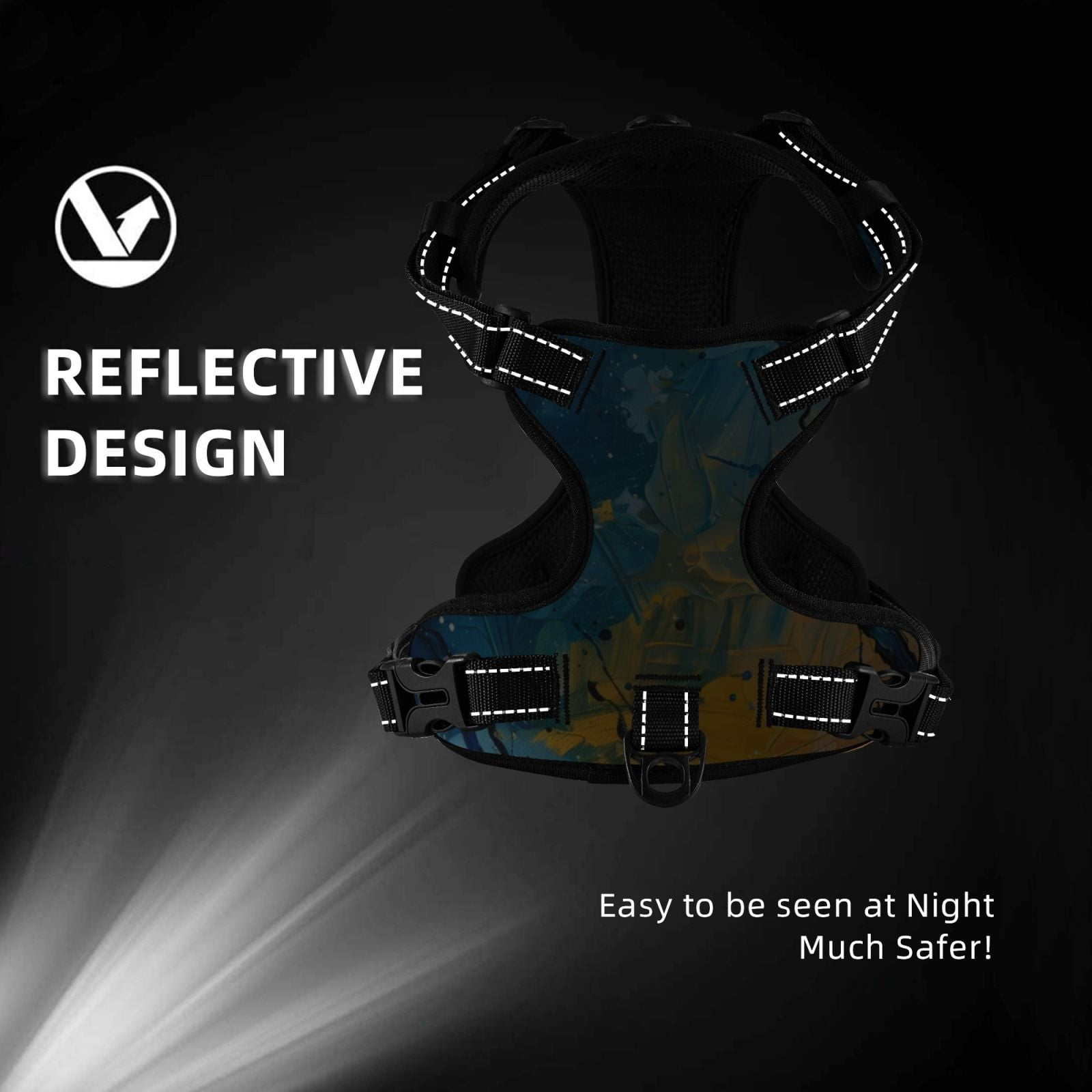 Vsdgher Abstract Night Sky Tree Dog Harness, No-Pull Pet Harness, Dog Vest, Pet Vest for Small to Large Dogs-X-Large
