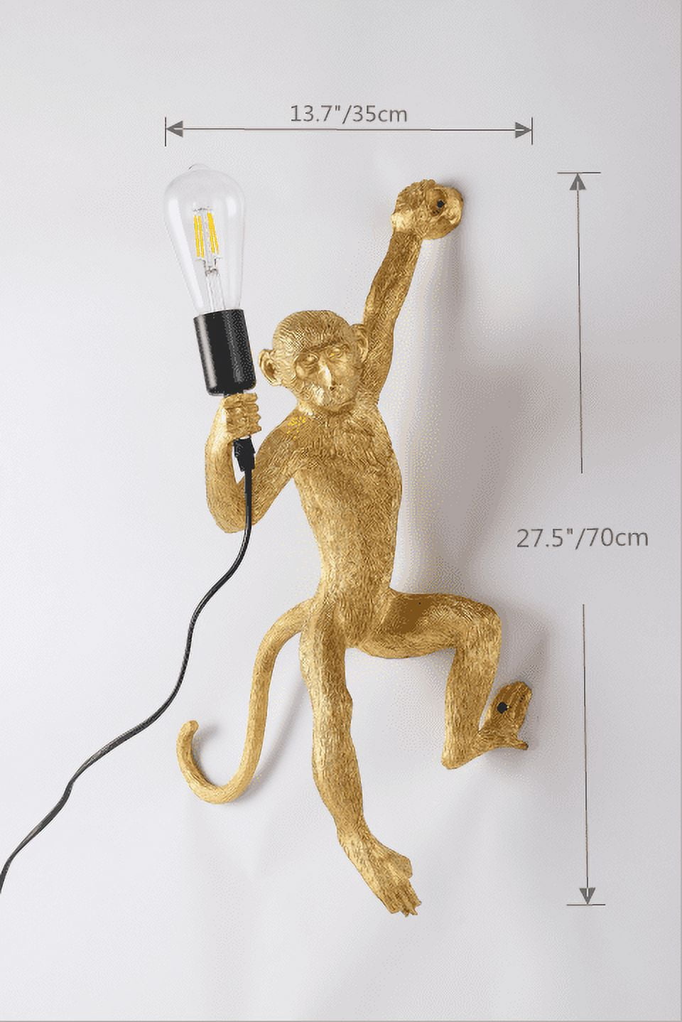 Miumaeov Vintage Resin Hemp Rope Monkey Wall Light Fixture Industrial Retro Ceiling Pendant Lamp Chandelier for Living Room Bedroom Bar Cafe