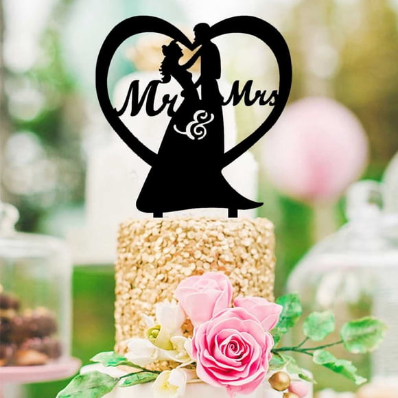 Romantic Acrylic Cake Topper Mr Mrs toppers; Engagement cake decoration; Hollow Cake Accessory Wedding Cake Topper Decoration Party Supplies
