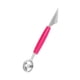 thumbnail image 4 of Advancent Nuevo cuchillo portátil 2 en 1 de acero inoxidable de doble cabeza para tallar frutas, sandía, helado, cuchara, cuchara, utensilio de Cocina y Comedor Rosa roja, 4 of 6