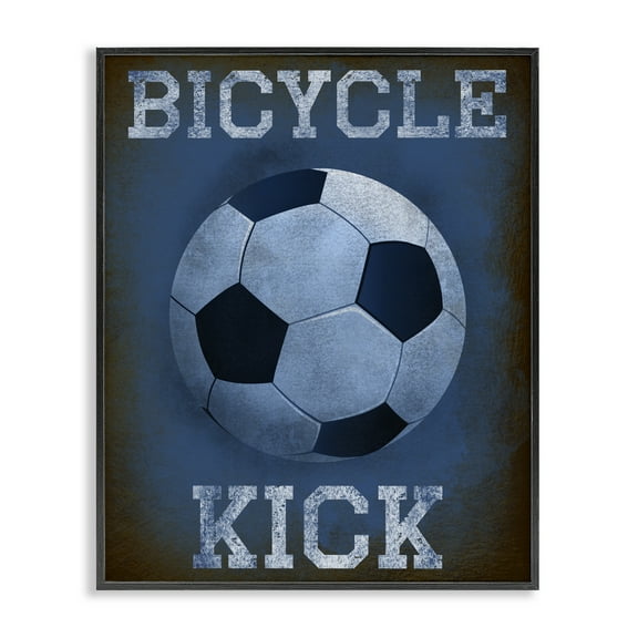 Stupell Industries Bicycle Kick Navy Sports Black Framed Giclee Art, design by Marcus Prime, 14 x 11