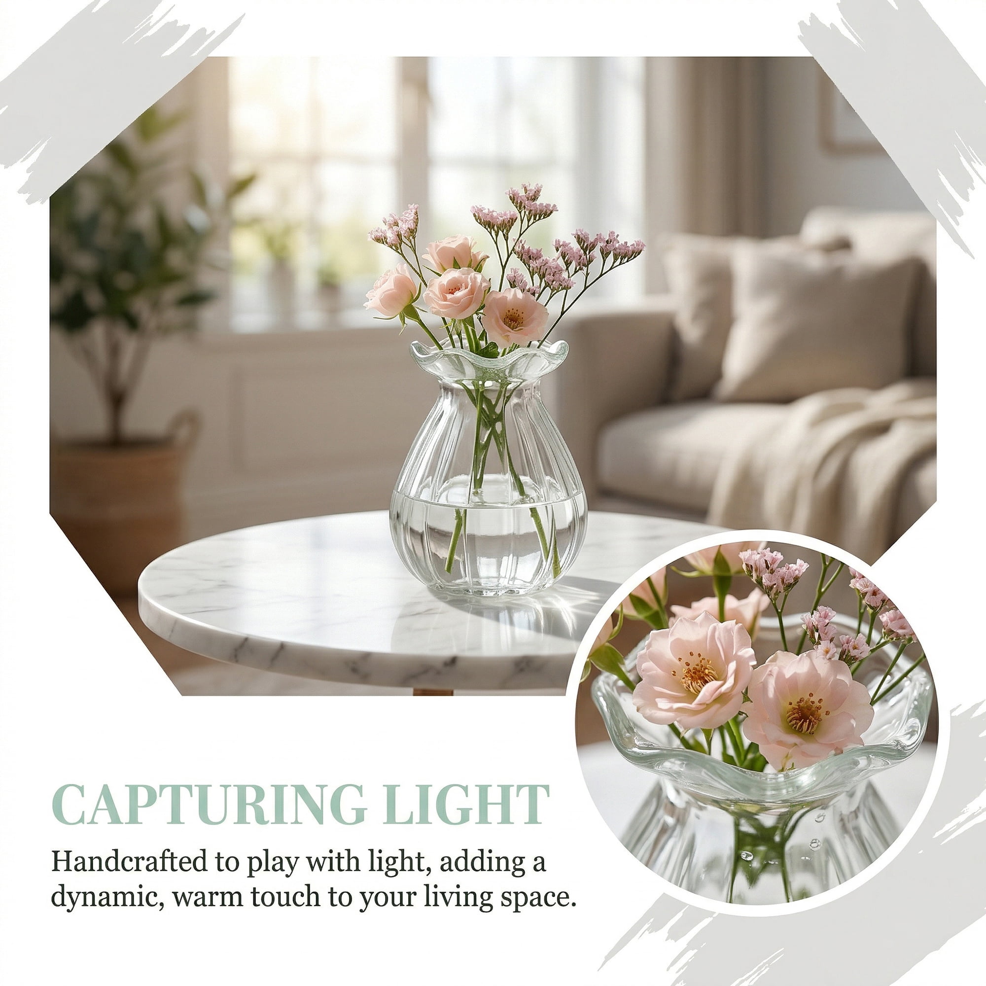 Unique Bargains Glass Bud Vases Set for Small Flower Vases Clear 2.7"L x 2.7"W x 3.4"H