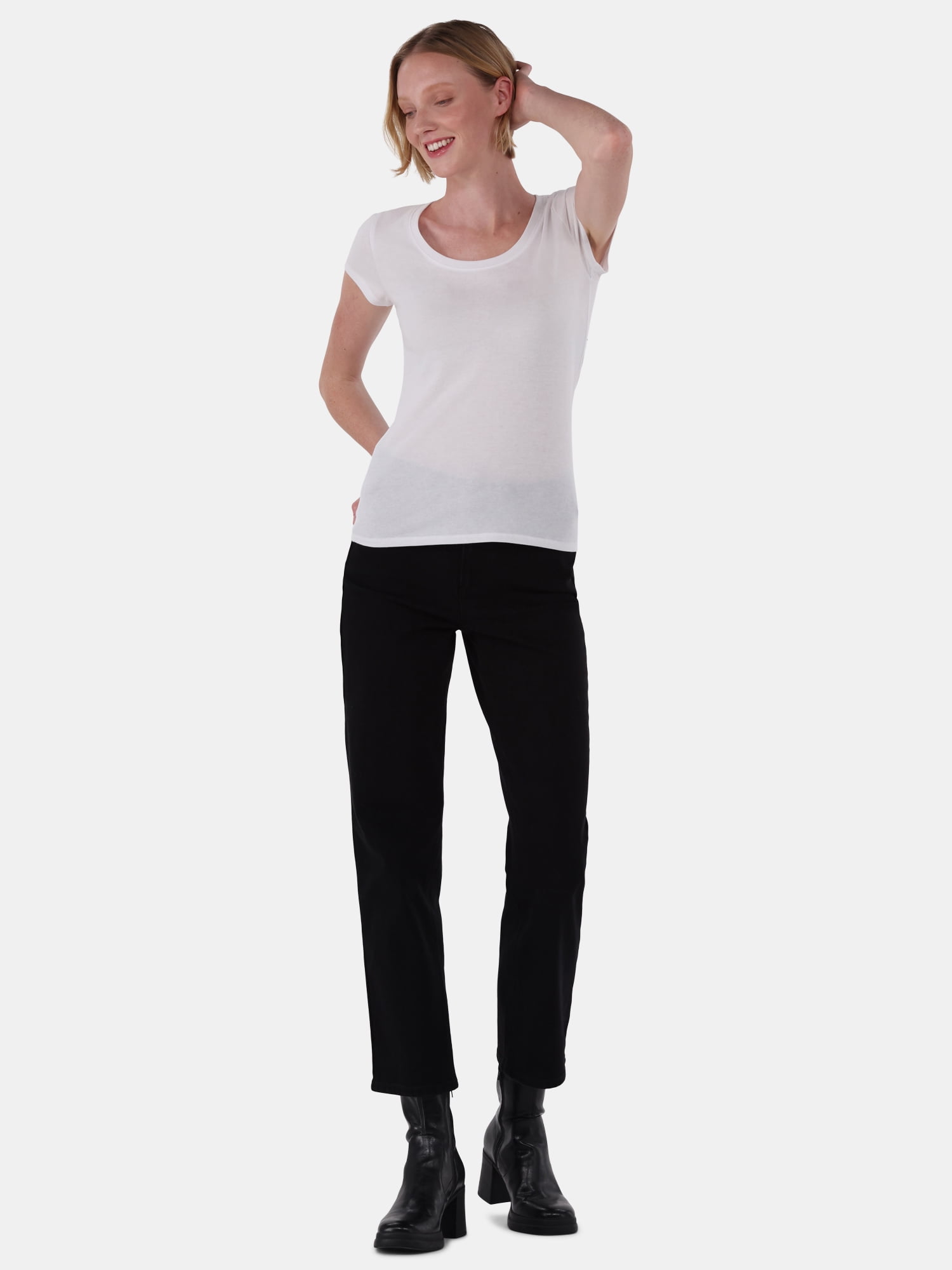 No Boundaries Short Sleeve Scoop Neck Tee, Women's XXS-XXXL