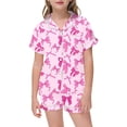 thumbnail image 2 of Toddler Satin Girls Pajama Set Valentines Day Pjs Short Sleeve Bow Button Down Loungewear Little Girl Pajamas 2-3 Years, 2 of 3
