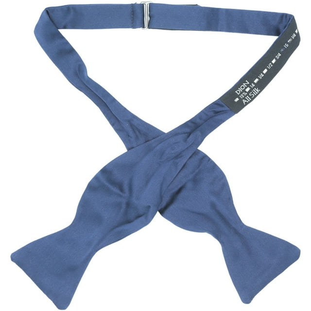Dion Men's Navy Silk Plain Hook Bow Tie - One Size